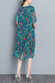 Blue Green Colorful Shift Knee Length Plus Size Dress for Casual Party