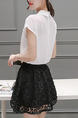 Black and White Two Piece Lace Above Knee Plus Size Shirt Dress for Casual Party Evening