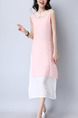 Pink and White Shift Midi Plus Size Cute Dress for Casual