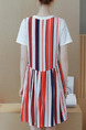 Red Blue and White Stripe Shift Above Knee Plus Size Dress for Casual Party