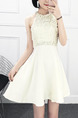 White Fit & Flare Above Knee Plus Size Halter Dress for Casual Party Nightclub