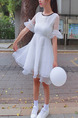 White Fit & Flare Above Knee Plus Size Dress for Casual Party Evening
