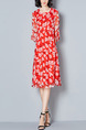 Red Shift Knee Length Plus Size Floral Dress for Casual