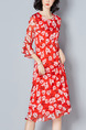Red Shift Knee Length Plus Size Floral Dress for Casual