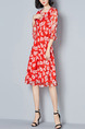 Red Shift Knee Length Plus Size Floral Dress for Casual