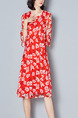 Red Shift Knee Length Plus Size Floral Dress for Casual
