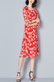 Red Shift Knee Length Plus Size Floral Dress for Casual