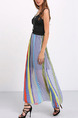 Black Colorful Stripe Shift Maxi Plus Size Dress for Casual Beach