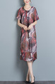 Red Colorful Shift Midi Plus Size Dress for Casual Evening