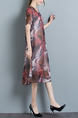 Red Colorful Shift Midi Plus Size Dress for Casual Evening