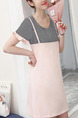 Pink and Grey Shift Above Knee Plus Size Cute Dress for Casual Party
