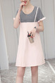 Pink and Grey Shift Above Knee Plus Size Cute Dress for Casual Party