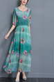 Green Maxi Floral Plus Size Dress for Casual Beach