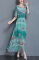 Green Maxi Floral Plus Size Dress for Casual Beach
