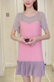 Pink and Grey Shift Above Knee Plus Size Cute Dress for Casual Party