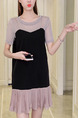Black and Grey Shift Above Knee Plus Size Cute Dress for Casual Party