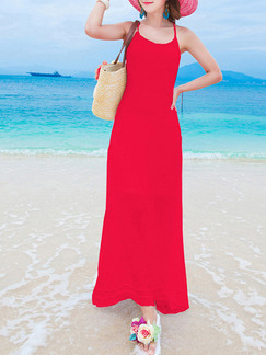 Red Maxi Slip Dress for Casual Beach