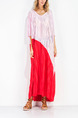 Pink and Red Maxi Shift V Neck Dress for Casual Beach