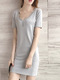 Grey Sheath Above Knee Plus Size Dress for Casual Party Evening
