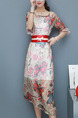 Colorful Midi Plus Size Floral Dress for Casual Evening Office