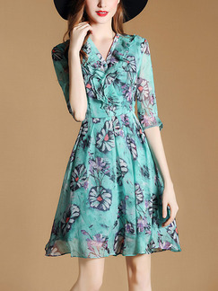 blue green casual dress