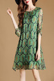 Green Shift Above Knee Plus Size Dress for Casual Party Evening