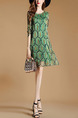 Green Shift Above Knee Plus Size Dress for Casual Party Evening