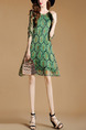 Green Shift Above Knee Plus Size Dress for Casual Party Evening