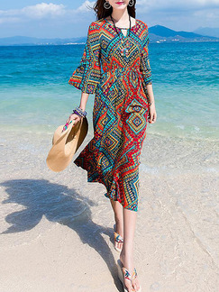 Colorful Midi Dress for Casual Beach