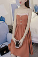 Brown and Pink Fit & Flare Above Knee Plus Size Slip Dress for Casual Party