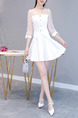 White Two Piece Fit & Flare Above Knee Plus Size Dress for Casual Party Evening