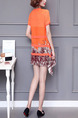 Orange Red and White Shift Above Knee Plus Size Dress for Casual Party Evening