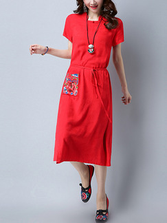 Red Shift Midi Plus Size Dress for Casual Party