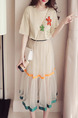 Beige Two Piece Knee Length Plus Size Dress for Casual Party