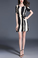 Black and White Shift Above Knee Plus Size Dress for Casual Party Evening Office