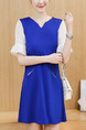 Blue and White Shift Above Knee Plus Size Dress for Casual Party Evening
