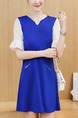 Blue and White Shift Above Knee Plus Size Dress for Casual Party Evening