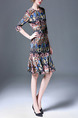 Colorful Sheath Knee Length Plus Size Dress for Casual Office Evening