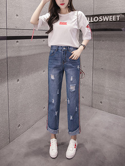 Blue Long Denim Pants for Casual