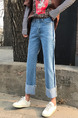 Blue Long Denim Pants for Casual