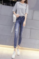 Blue Long Denim Pants for Casual