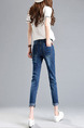 Blue Three Quarter Denim Pants for Casual