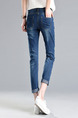 Blue Three Quarter Denim Pants for Casual