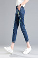 Blue Three Quarter Denim Pants for Casual