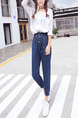 Blue Long Plus Size Denim Pants for Casual