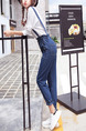 Blue Long Plus Size Denim Pants for Casual