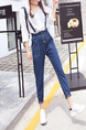 Blue Long Plus Size Denim Pants for Casual