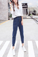 Blue Long Plus Size Denim Pants for Casual