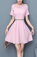 Pink Fit & Flare Above Knee Plus Size Cute Dress for Casual Office Evening Party
