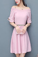 Pink Fit & Flare Above Knee Plus Size Cute Dress for Casual Office Evening Party